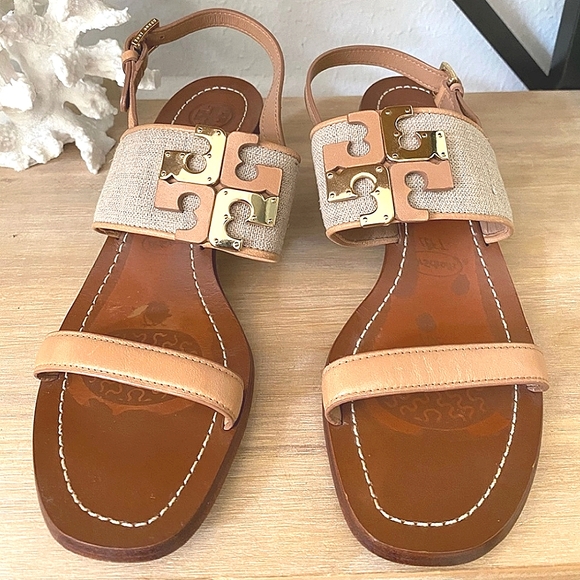 Tory Burch Shoes - Tory Burch☀️Nude Sandals Everly cream and gold heels miller sandals spring heels
